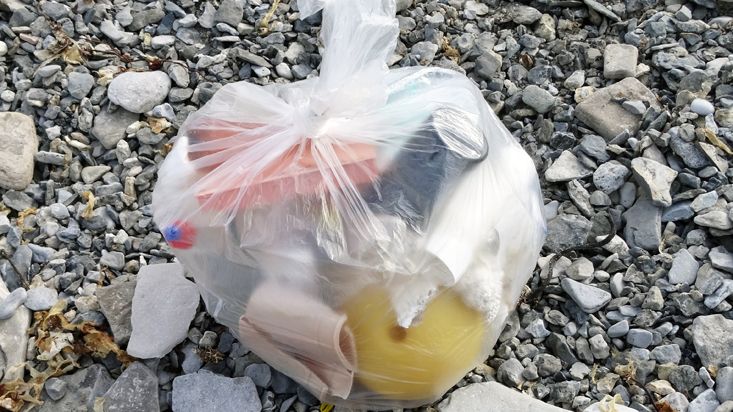 Recogiendo basura arrastrada por corrientes marinas en una playa ártica - Svalbard 2014