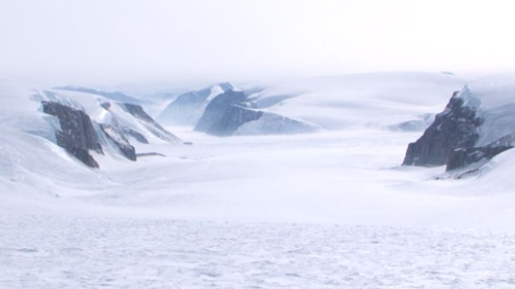 Panorámica del comienzo del glaciar Norman - Expedición al Casquete Polar Penny - 2009